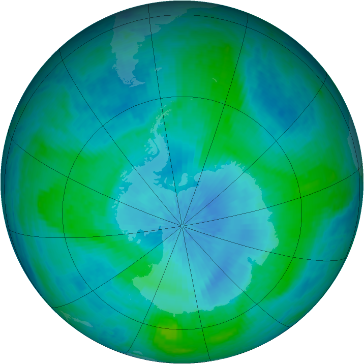Antarctic ozone map for 16 February 2002